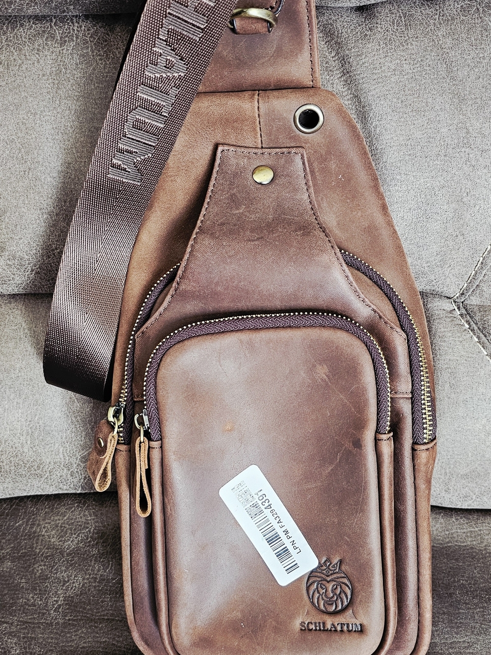 Brown Leather Crossbody Sling Bag for Men